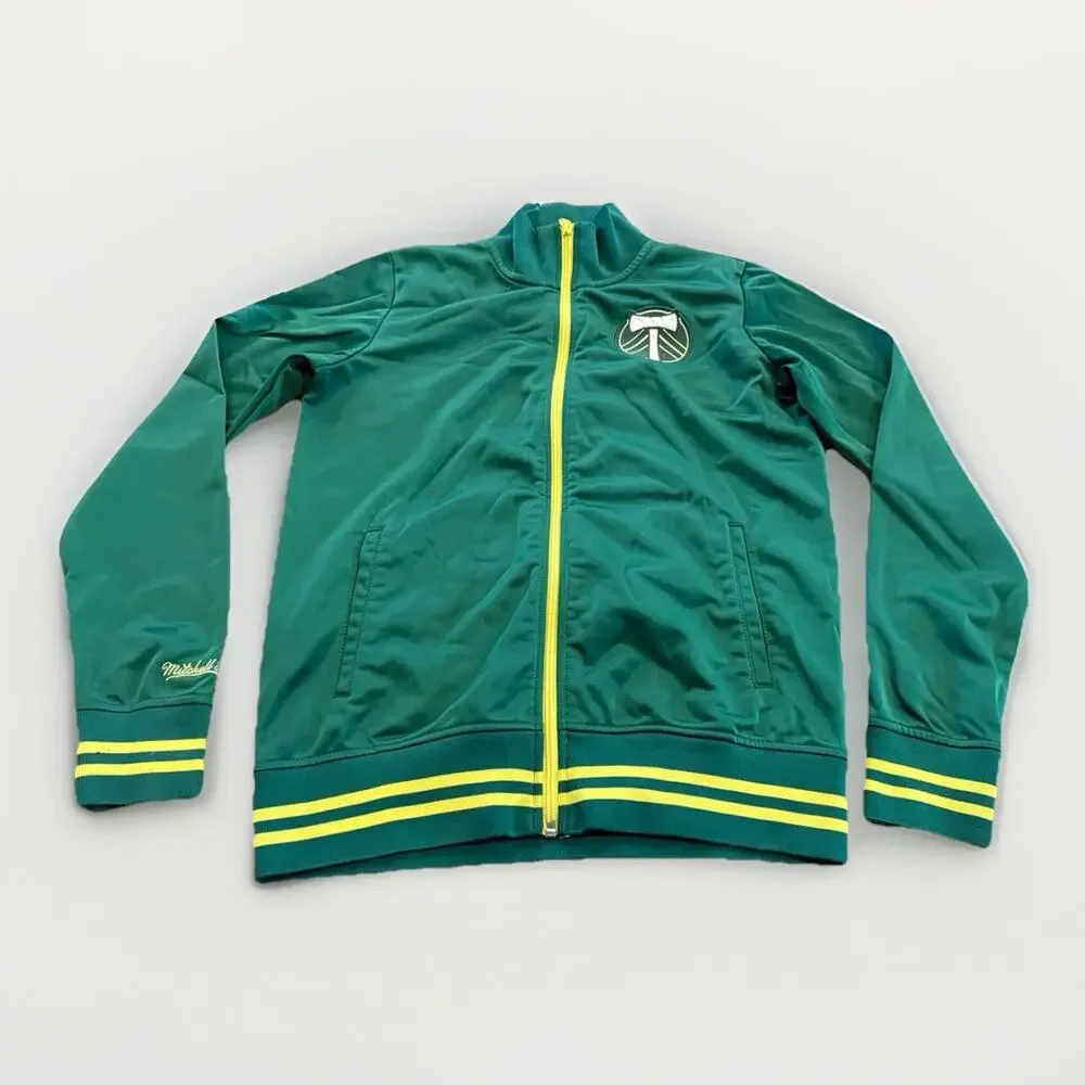 Mitchell & Ness Mens Green Portland Timbers Full Zip Track Jacket Size M Medium